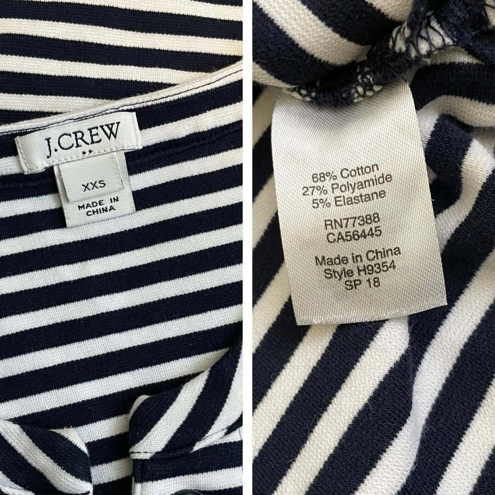 J. Crew Size XXS Stripe Lace Up Shift Knit Dress Blue White - Picture 7 of 7